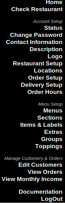 Order Made! menu sample.